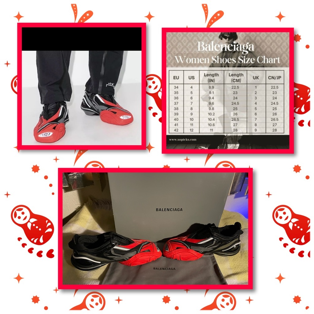 Balenciaga Red and Black Athletic Shoes
